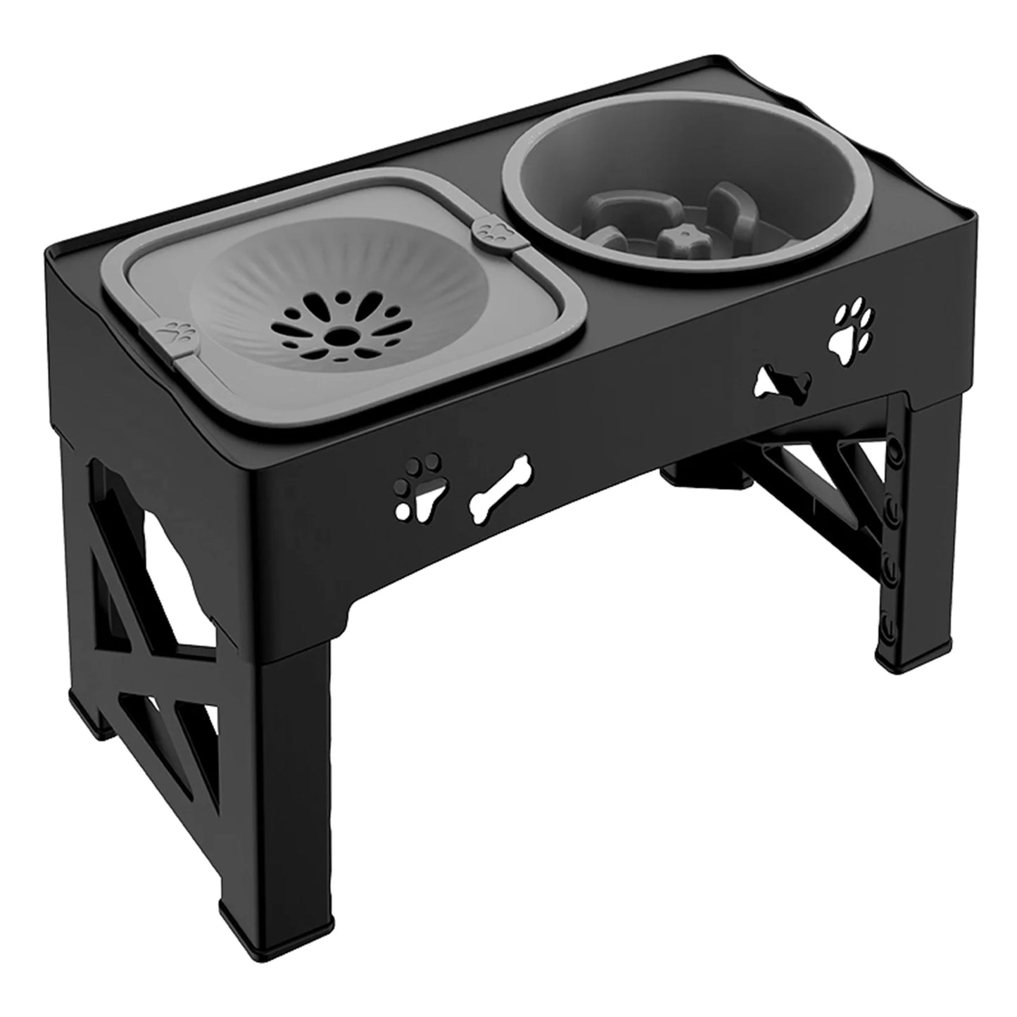 2-In-1 Adjustable Height Slow Feeding Bowl for Small to Medium Dogs and Cats