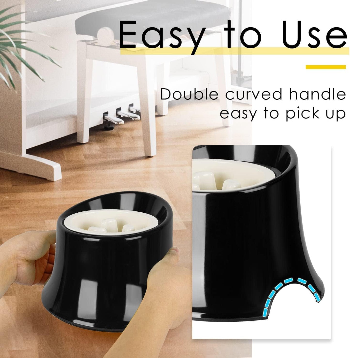 SUPERDESIGN Raised Dog Bowl for Medium Large Dogs And, Elevated Dog Food Bowl Stand & Insert Slow Feeder Dish for Fast Eaters, Spill Proof Tall Feeding Station to Slow down Eating, Medium, Black