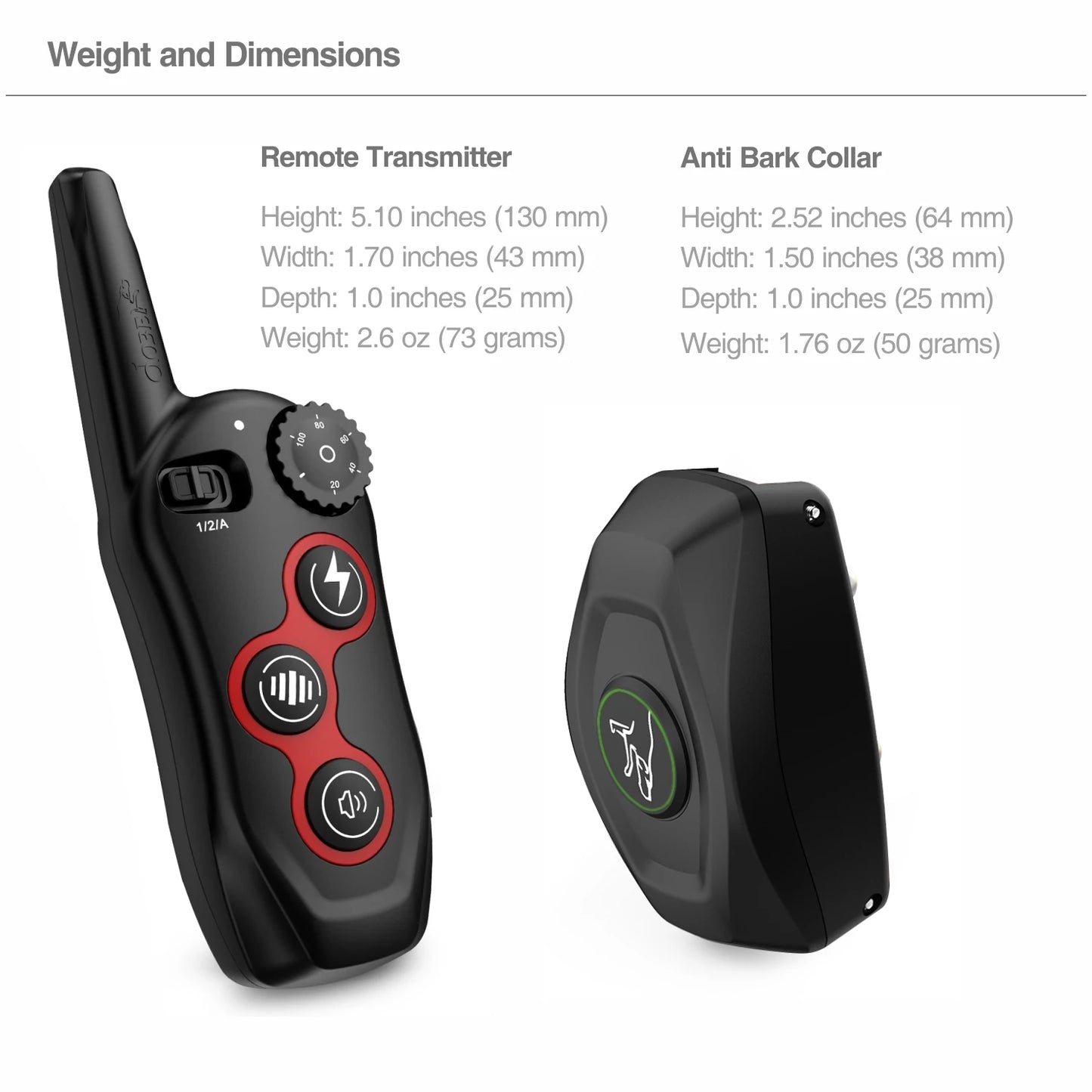 Dog Bark Training Collar 2-In-1, Rechargeable Dog Electric Shock Collar Waterproof, 400M, 1300 Ft Remote Control, Pet Product