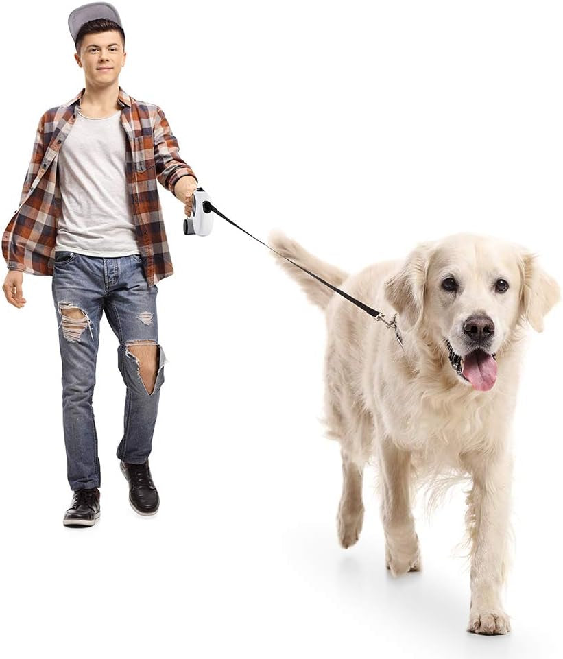 Retractable Dog Leash with Poop Bag Holder, 16Ft Strong Cord, Heavy Duty 360° Tangle-Free Pet Leash with Waste Bag Dispenser & Bags, Anti-Slip Grip Retractable Leash for Dogs up to 110Lb