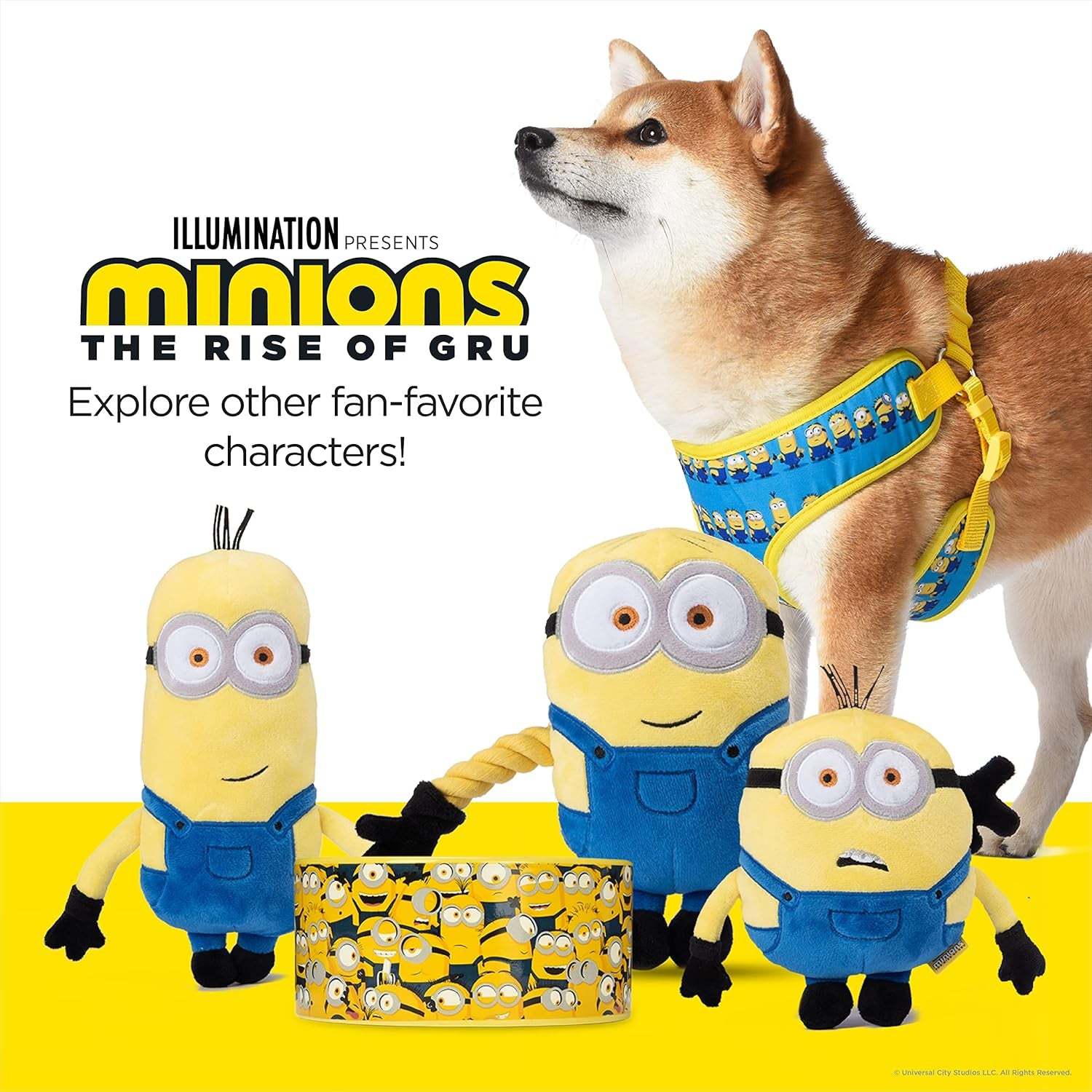 Dog Leash, 4Ft (48In) Blue and Yellow in a Row | Gifts for Fans and Their Pets | Officially Licensed Pet Product from Universal Studios