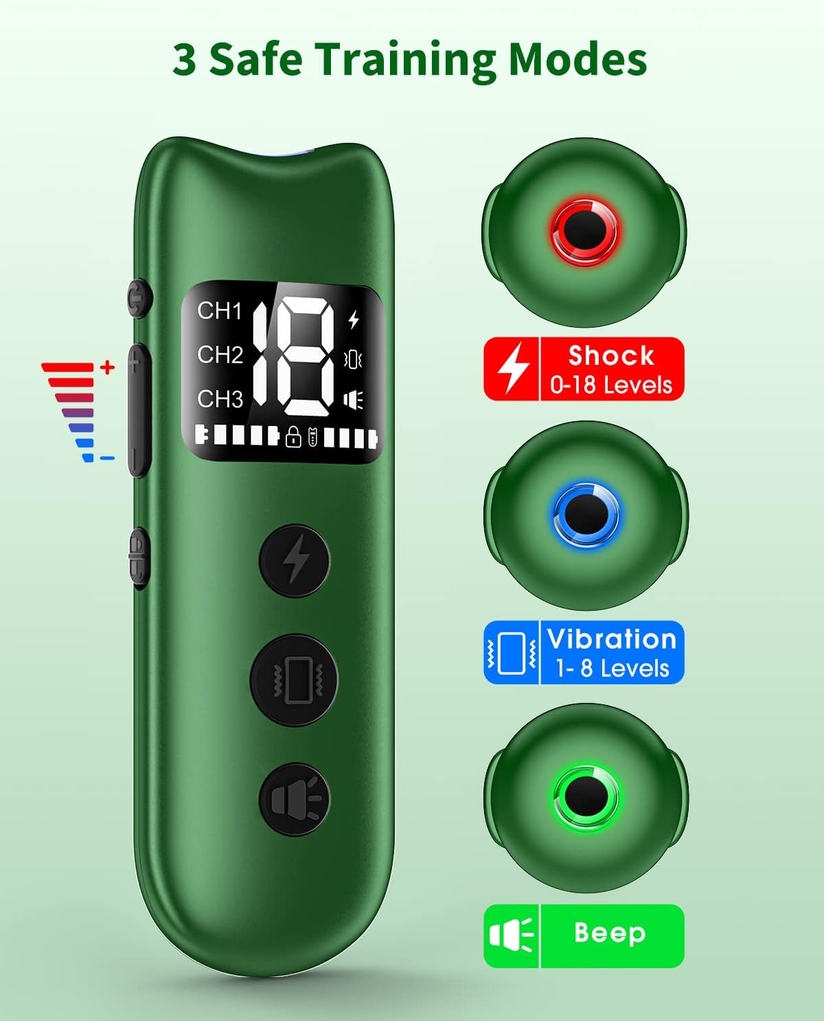 Shock Collar for Large Dog, Medium Dogs and Small Dogs, Dog Shock Collar with Remote 2600FT, Dog Shock Collar with Beep, Vibration, Static Shock and Safety Lock, Rechargeable
