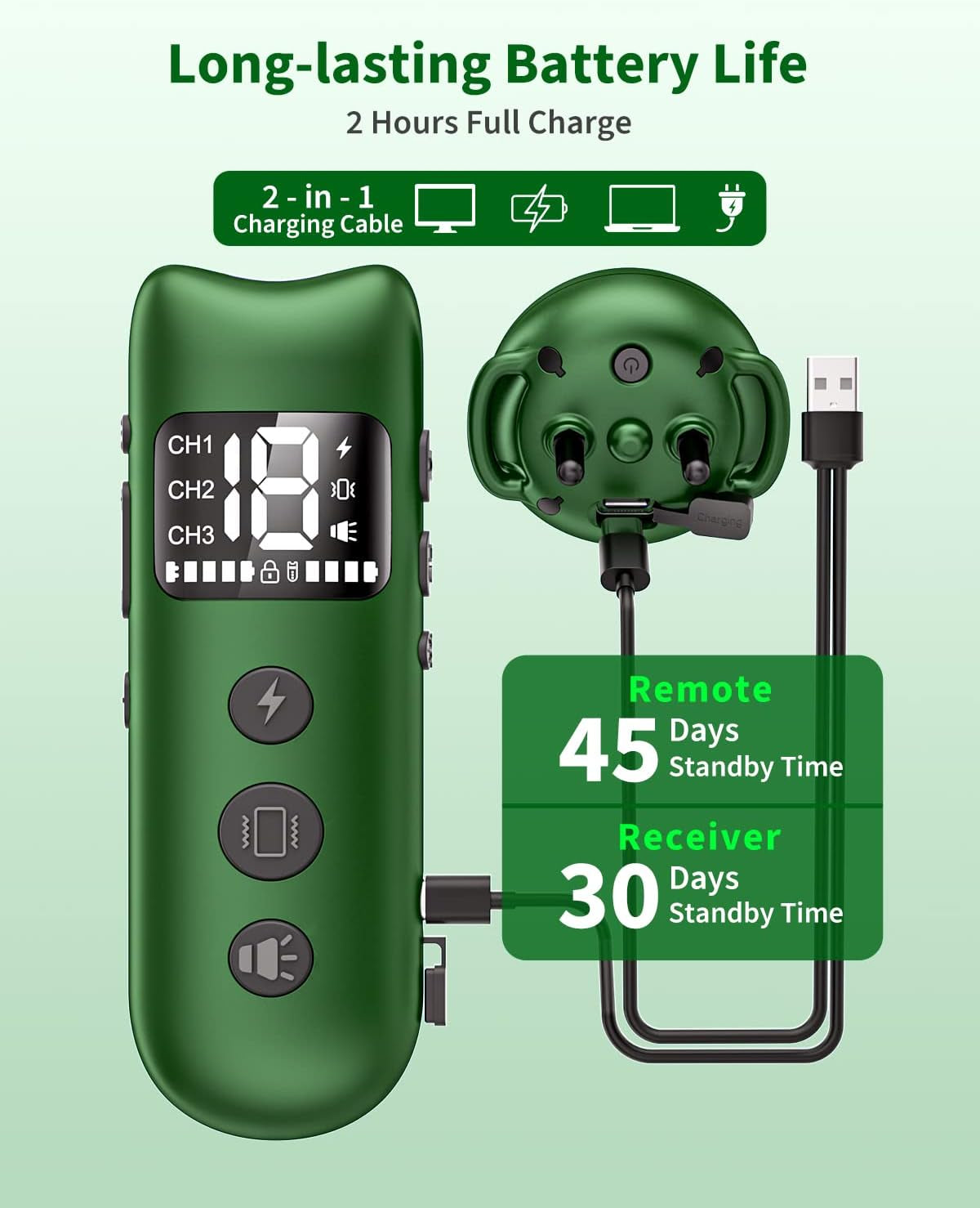 Shock Collar for Large Dog, Medium Dogs and Small Dogs, Dog Shock Collar with Remote 2600FT, Dog Shock Collar with Beep, Vibration, Static Shock and Safety Lock, Rechargeable