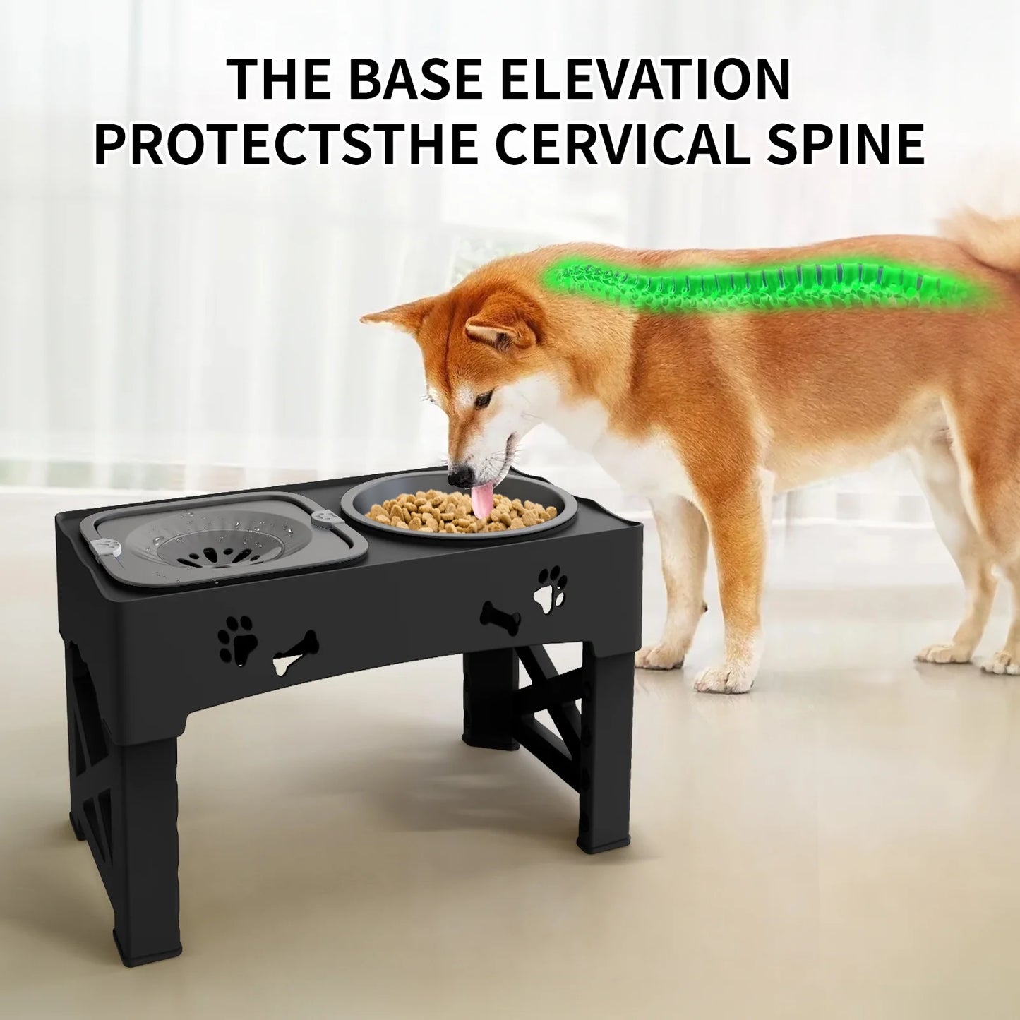 2-In-1 Adjustable Height Slow Feeding Bowl for Small to Medium Dogs and Cats