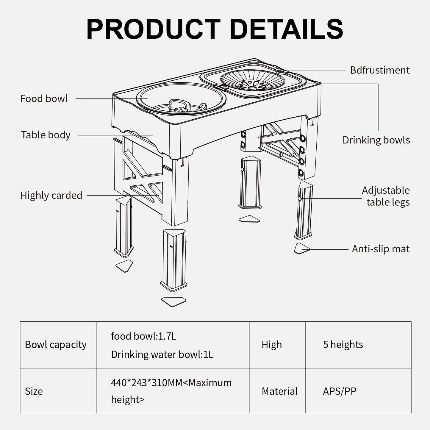 2-In-1 Adjustable Height Slow Feeding Bowl for Small to Medium Dogs and Cats
