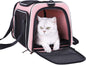 Soft Pet Carrier for Medium Cats and Small Dogs with Cozy Bed, 3 Doors, Top Entrance | Airline Approved, Escape-Proof, Breathable, Leak-Proof, Easy Storage (Pink)