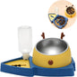 Elevated Dog Bowls Detachable Slow Feeder Stainless Steel Slanted Dish Automatic Water Feeder Food Water Pet Feeder for Medium Dogs and Cats Pet Feeder anti Slip Pet Bowls (Blue/Yellow)
