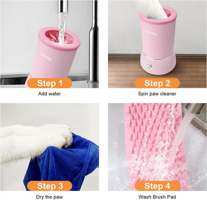 W01 Automatic Dog Paw Cleaner for Small to Medium Dogs (Pink)