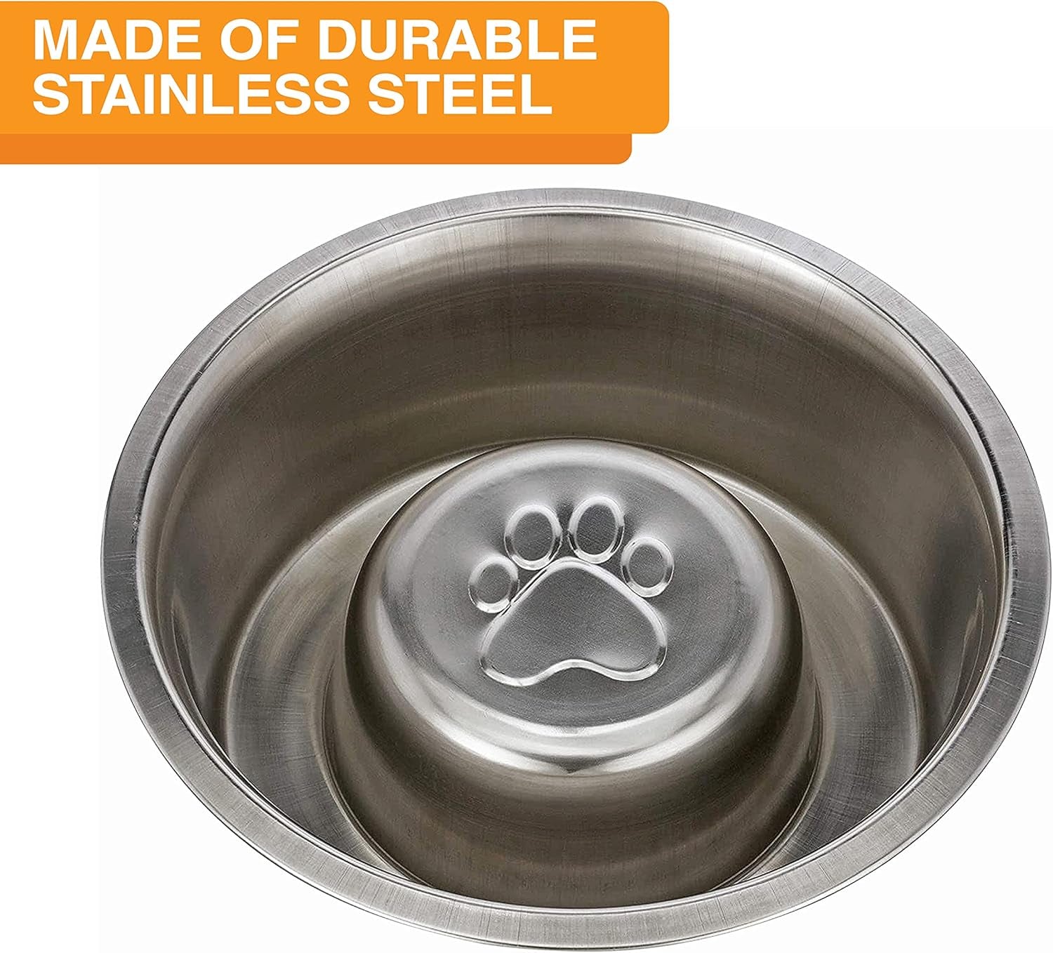 Stainless Steel Slow Feed Dog Bowl for Fast Eating Large Breed, Metal Slow Feeder Dog Bowl Fits in Large Neater Feeders, for Puppy or Dogs (>40 Lbs), 3 Cup Food Capacity