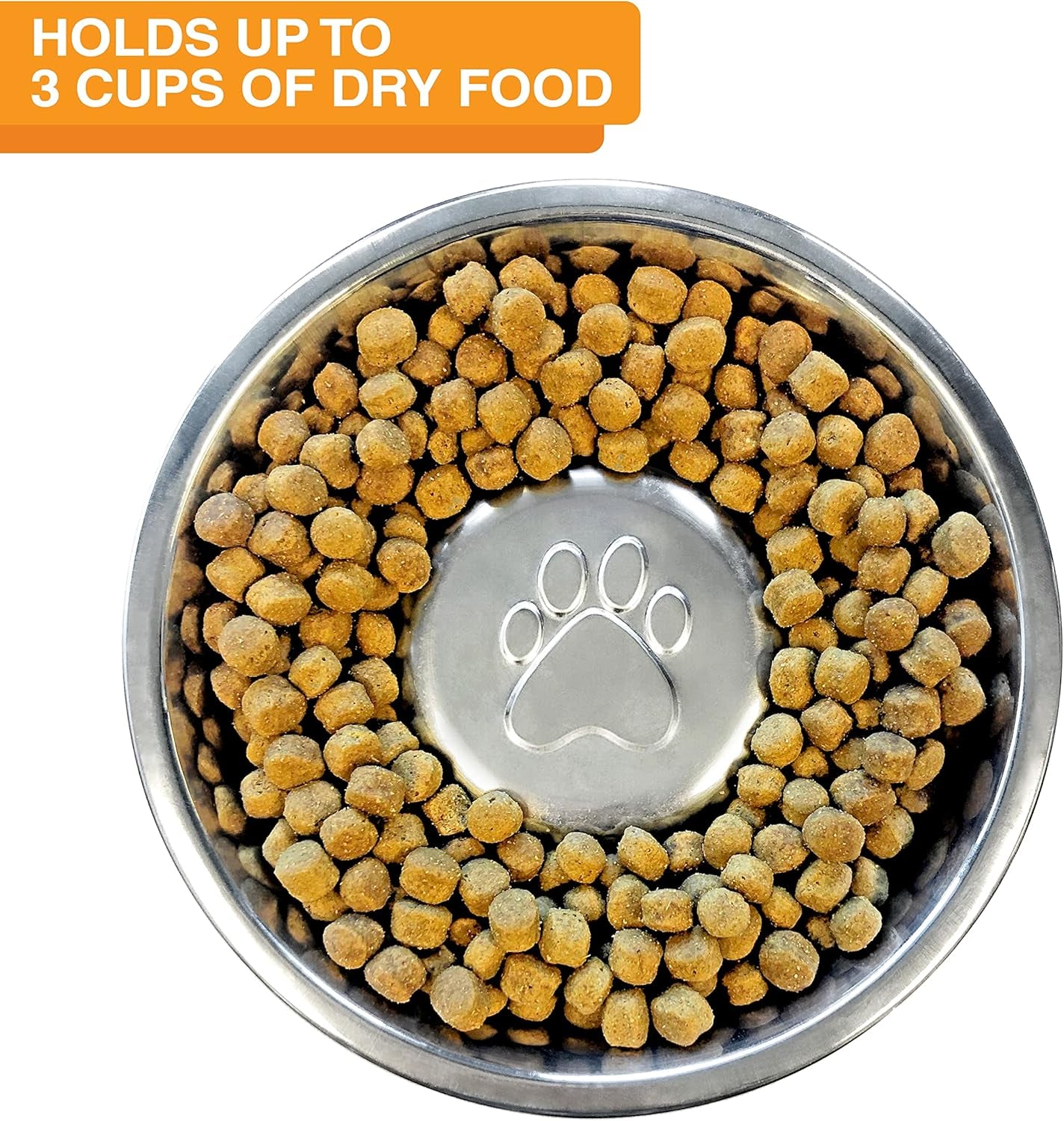 Stainless Steel Slow Feed Dog Bowl for Fast Eating Large Breed, Metal Slow Feeder Dog Bowl Fits in Large Neater Feeders, for Puppy or Dogs (>40 Lbs), 3 Cup Food Capacity