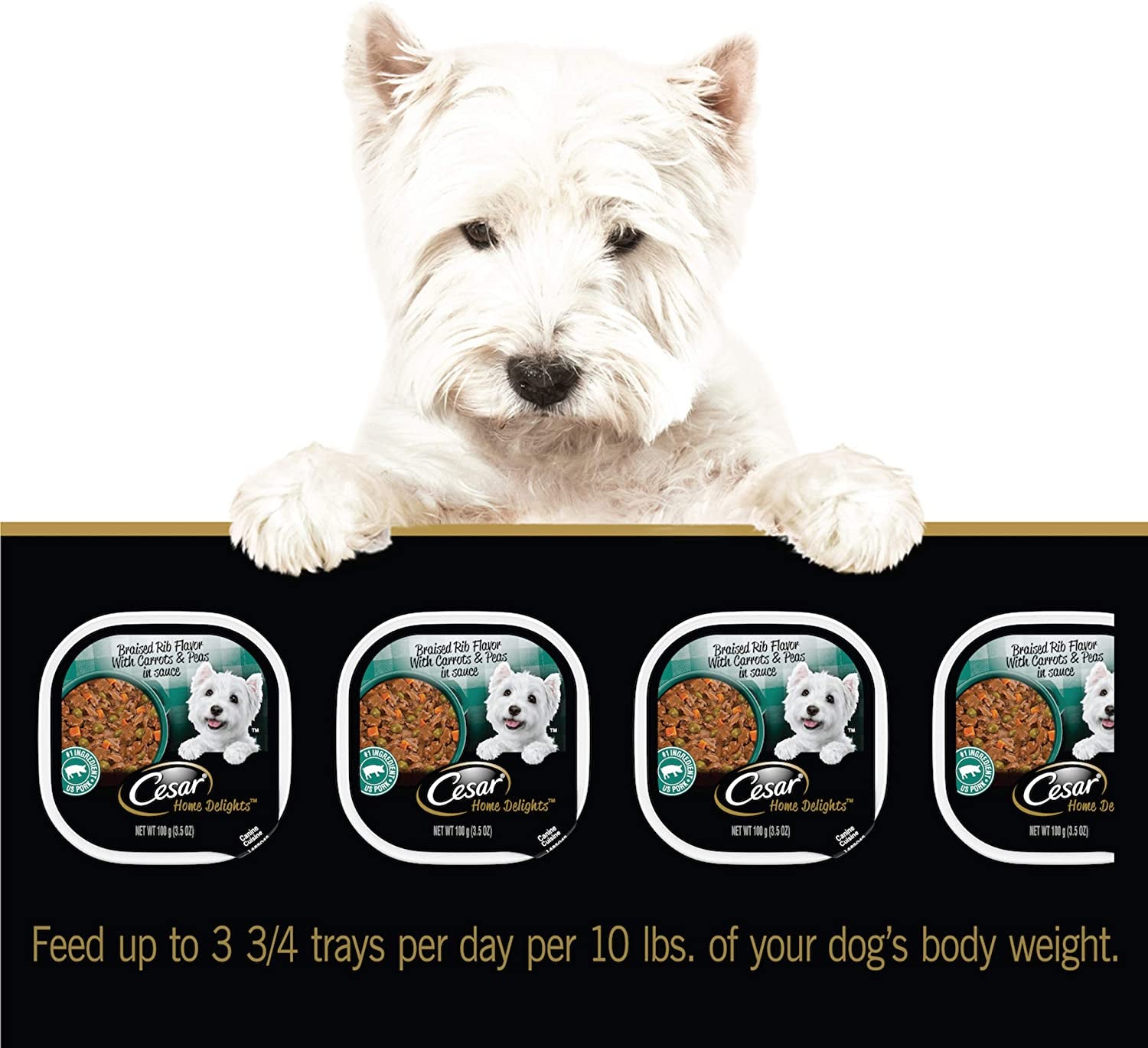 Home Delights Adult Soft Wet Dog Food Braised Rib Flavor with Carrots & Peas in Sauce, 3.5 Oz. Easy Peel Trays, Pack of 24