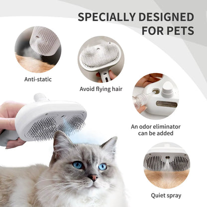Spray Cat Brush for Shedding Remove Static Flying Hair Pet Grooming Brush Self Cleaning Dog Brush