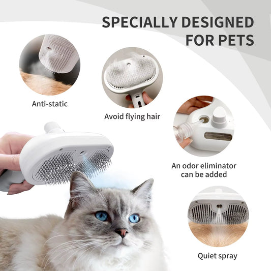 Spray Cat Brush for Shedding Remove Static Flying Hair Pet Grooming Brush Self Cleaning Dog Brush