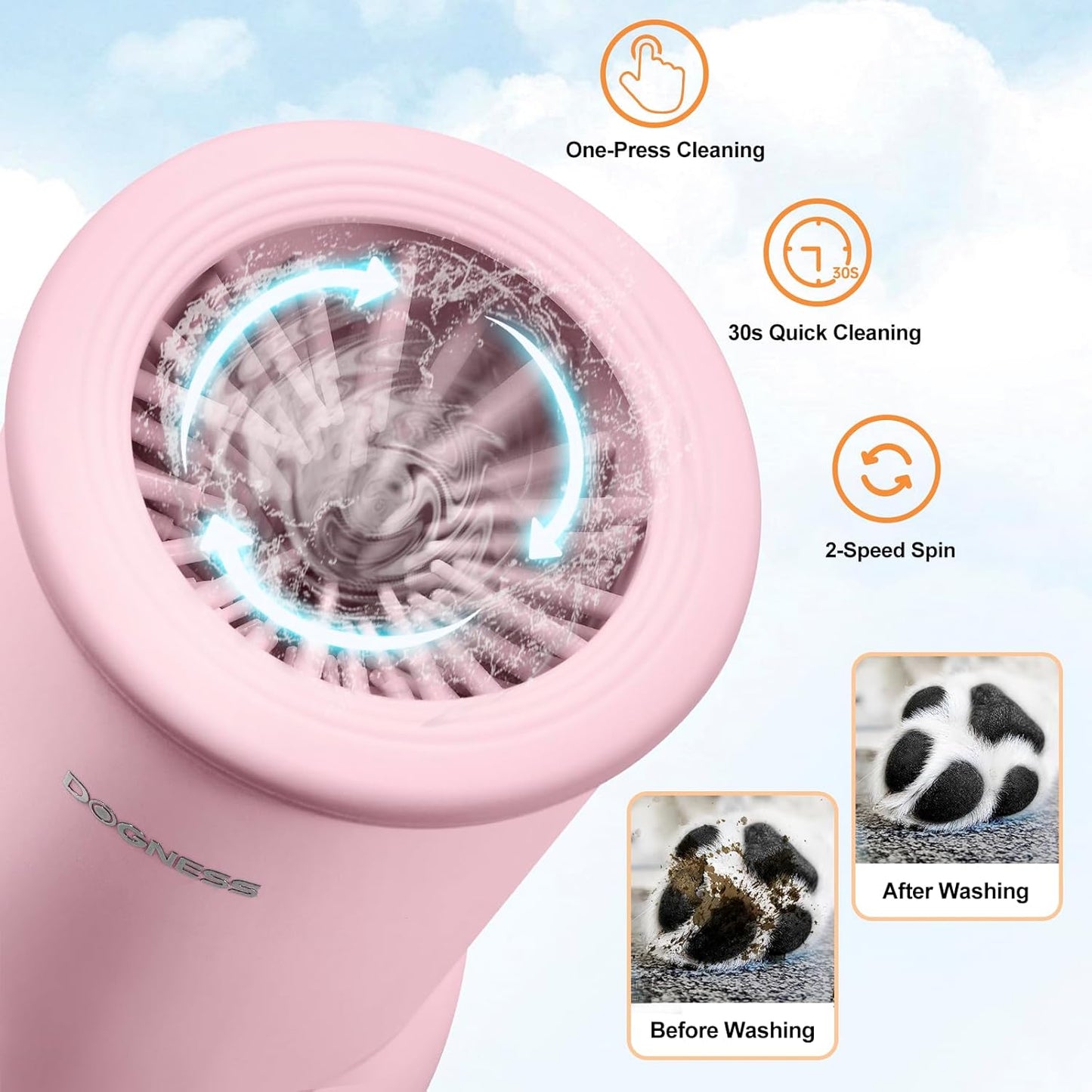 W01 Automatic Dog Paw Cleaner for Small to Medium Dogs (Pink)