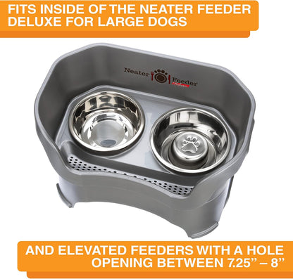 Stainless Steel Slow Feed Dog Bowl for Fast Eating Large Breed, Metal Slow Feeder Dog Bowl Fits in Large Neater Feeders, for Puppy or Dogs (>40 Lbs), 3 Cup Food Capacity