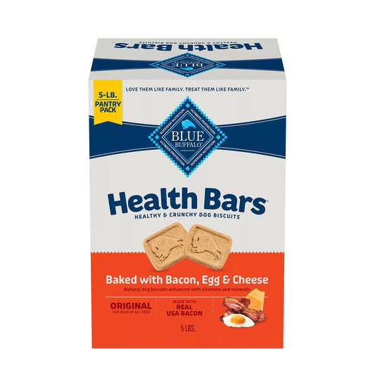 BLUE Buffalo Health Bars Crunchy Dog Treat Biscuits, Bacon, Egg & Cheese 80 Oz.