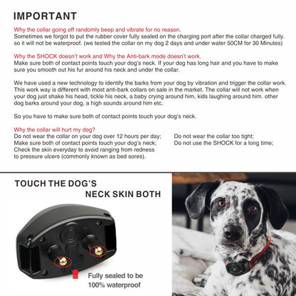 Dog Bark Training Collar 2-In-1, Rechargeable Dog Electric Shock Collar Waterproof, 400M, 1300 Ft Remote Control, Pet Product