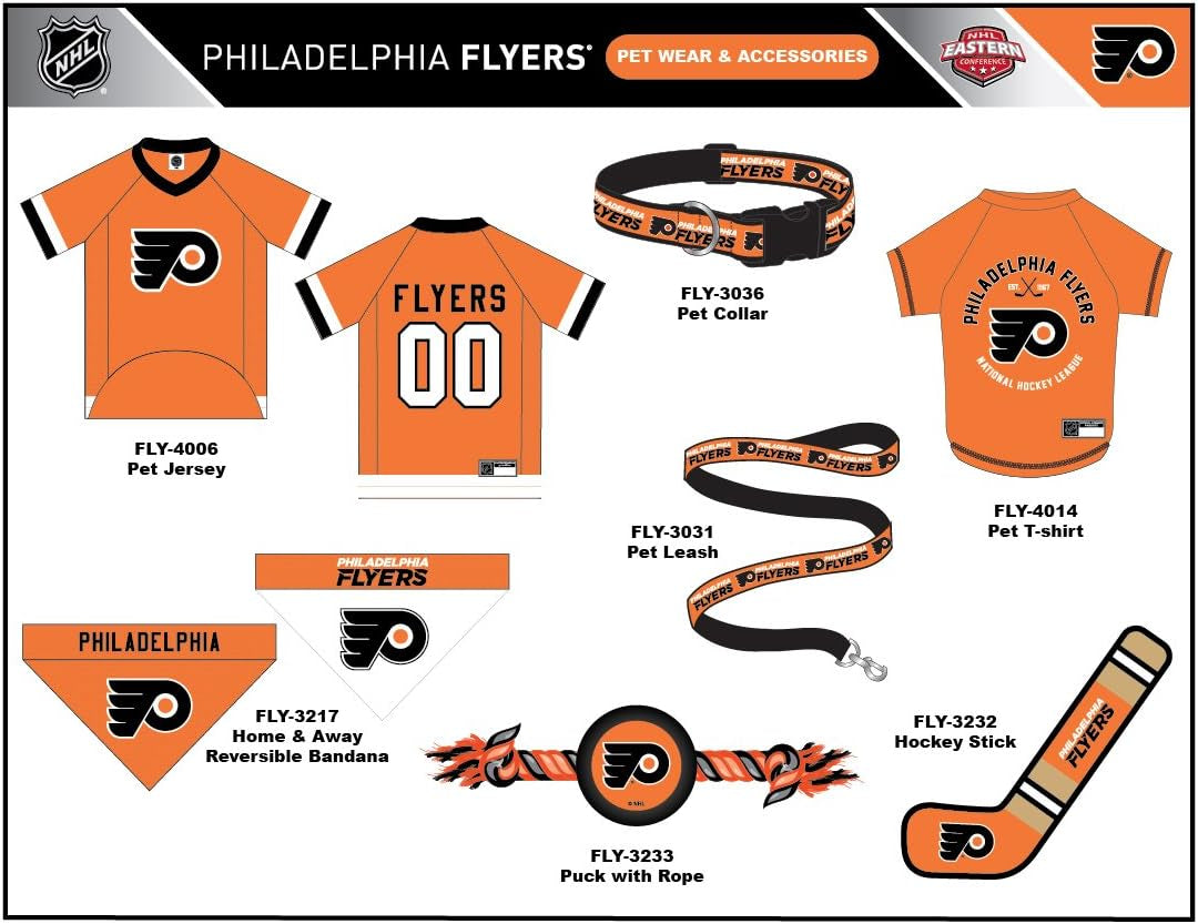 NHL Philadelphia Flyers Jersey for Dogs & Cats, Medium. - Let Your Pet Be a Real NHL Fan!