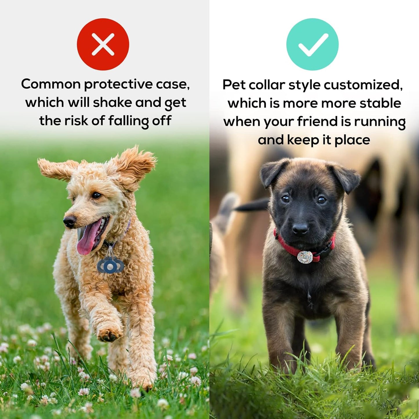Dog Collar Holder for Airtag, 2 Pack Silicone Pet Collar Case for Apple Airtags, Anti-Lost Airtag Dog Collar Holder GPS Tracker Compatible with Cat Dog Collars Charms Harness & Backpack Accessories