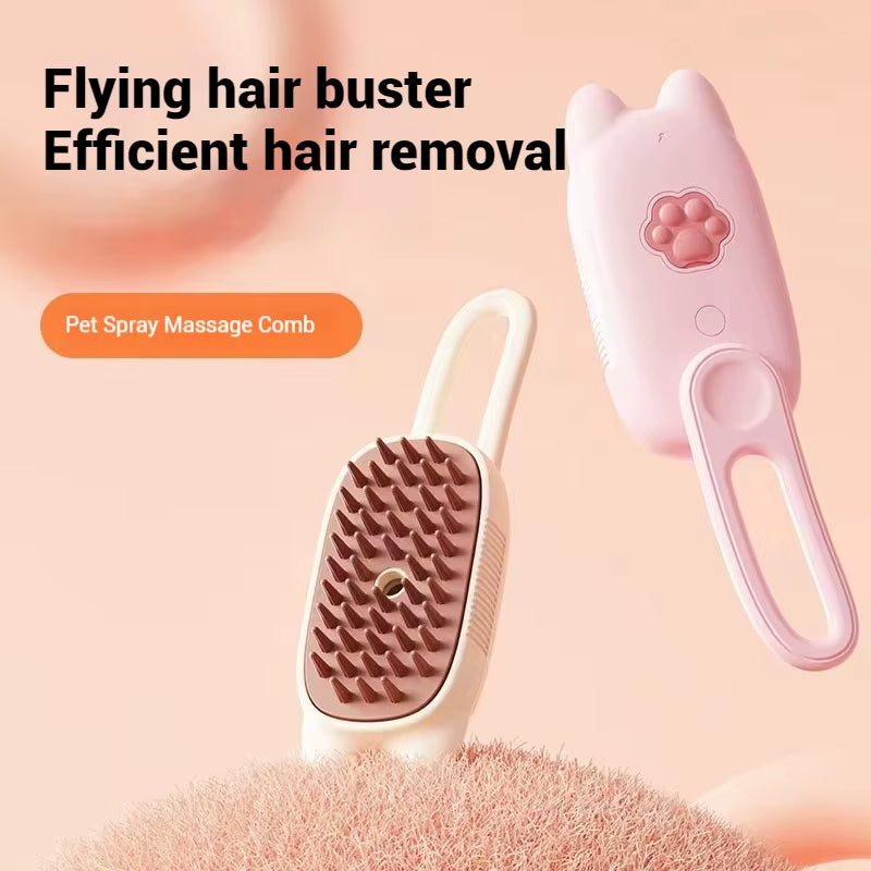 2025 New Rechargeable Pet Spray Brush Removing Cat Hair and Loosse Hair for Animal Cat Dog Pet Handle Steamy Massage Groom Brush