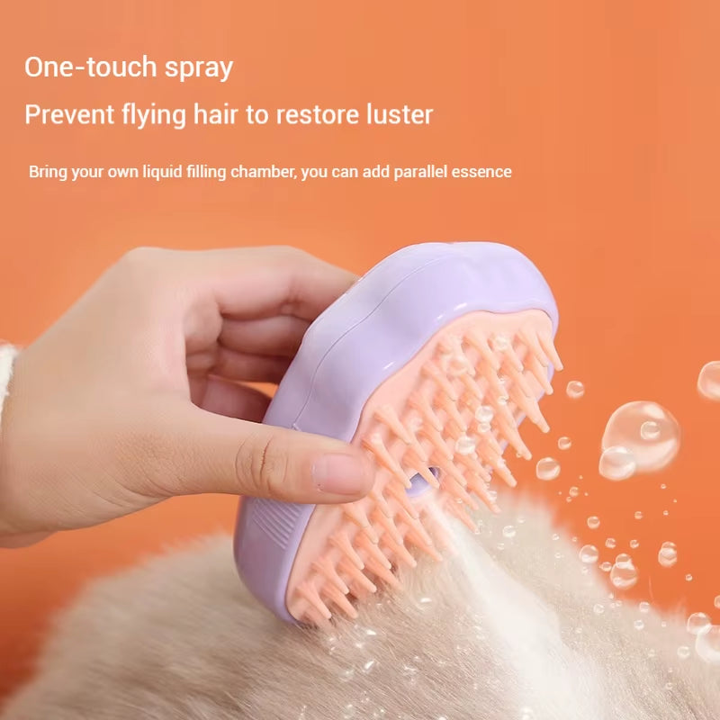 2025 New Rechargeable Pet Spray Brush Removing Cat Hair and Loosse Hair for Animal Cat Dog Pet Handle Steamy Massage Groom Brush