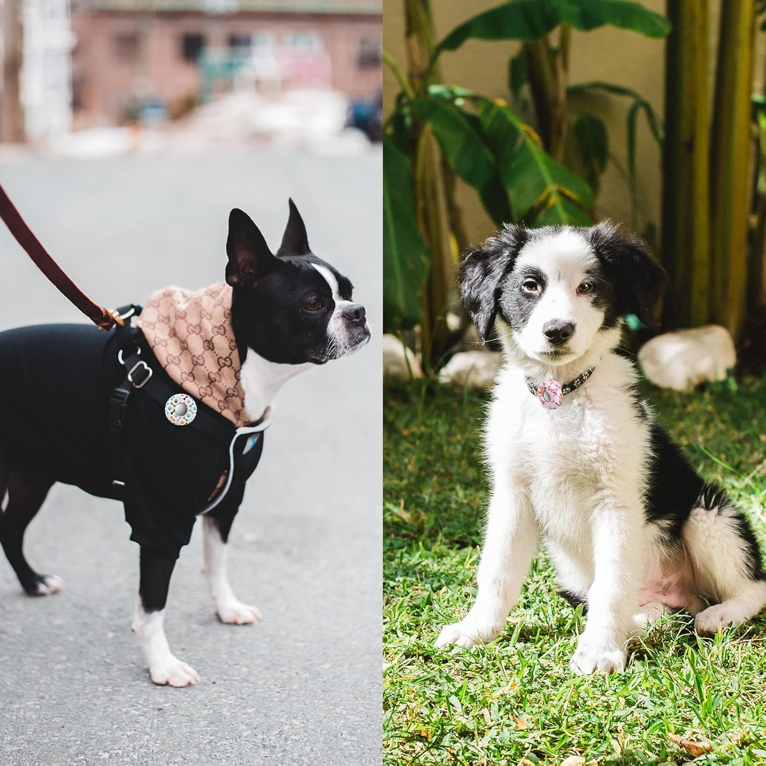 Dog Collar Holder for Airtag, 2 Pack Silicone Pet Collar Case for Apple Airtags, Anti-Lost Airtag Dog Collar Holder GPS Tracker Compatible with Cat Dog Collars Charms Harness & Backpack Accessories