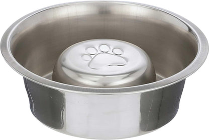 Stainless Steel Slow Feed Dog Bowl for Fast Eating Large Breed, Metal Slow Feeder Dog Bowl Fits in Large Neater Feeders, for Puppy or Dogs (>40 Lbs), 3 Cup Food Capacity