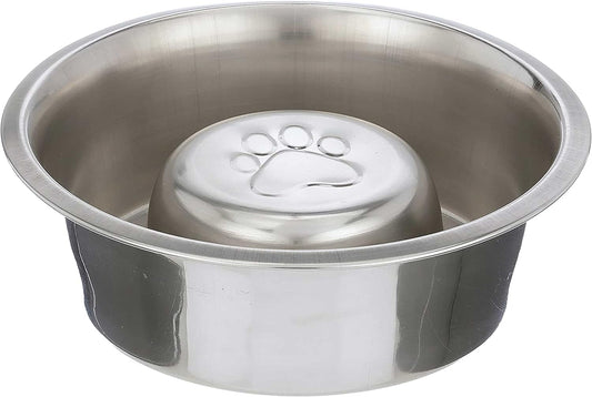 Stainless Steel Slow Feed Dog Bowl for Fast Eating Large Breed, Metal Slow Feeder Dog Bowl Fits in Large Neater Feeders, for Puppy or Dogs (>40 Lbs), 3 Cup Food Capacity