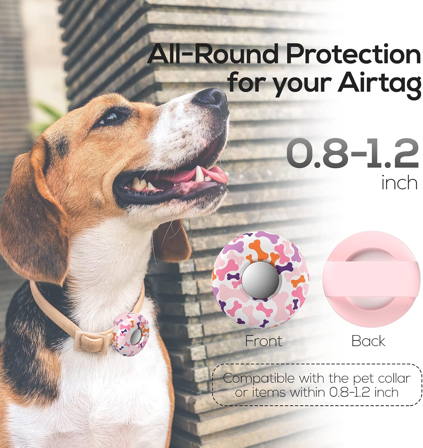 Dog Collar Holder for Airtag, 2 Pack Silicone Pet Collar Case for Apple Airtags, Anti-Lost Airtag Dog Collar Holder GPS Tracker Compatible with Cat Dog Collars Charms Harness & Backpack Accessories