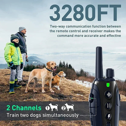 1000M Smart Dog Training Collar with Remote Electric Shocker Suitable for Preventing Dog Barking Pet Behavior Training Supplies