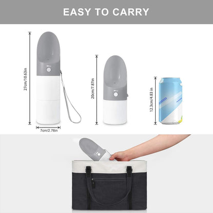 Dog Water Bottle - Portable Dog Water Dispenser for Walking, Leakproof and Lightweight Pet Water Bottle for Travel, Double Containers Detachable Snack and Water Bottle for Puppy Small Dog