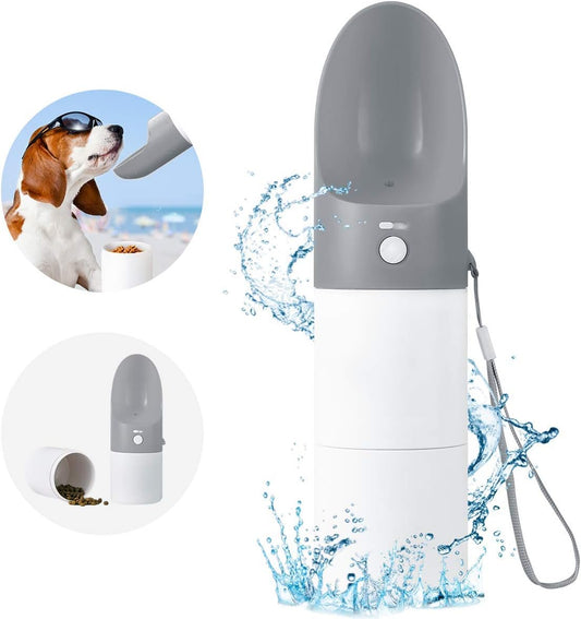 Dog Water Bottle - Portable Dog Water Dispenser for Walking, Leakproof and Lightweight Pet Water Bottle for Travel, Double Containers Detachable Snack and Water Bottle for Puppy Small Dog