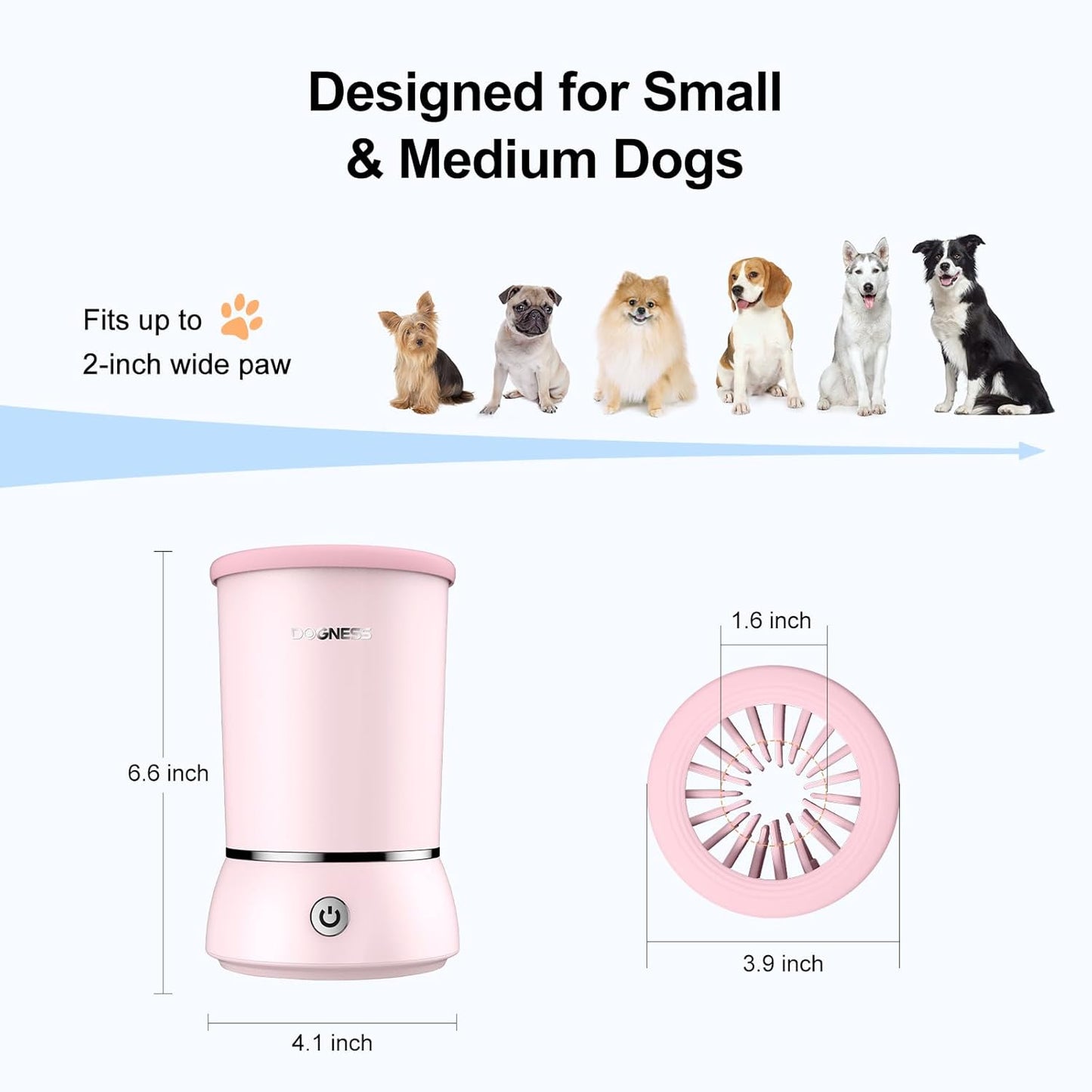 W01 Automatic Dog Paw Cleaner for Small to Medium Dogs (Pink)