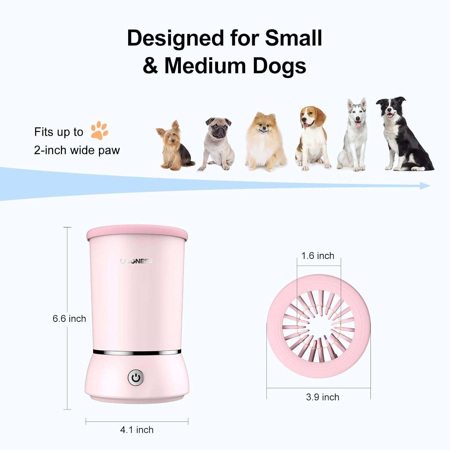 W01 Automatic Dog Paw Cleaner for Small to Medium Dogs (Pink)