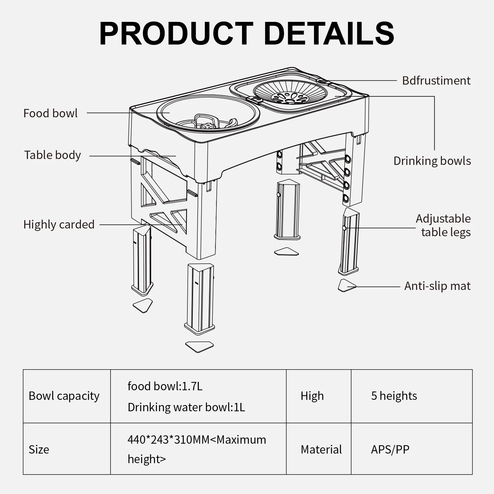 2-In-1 Adjustable Height Slow Feeding Bowl for Small to Medium Dogs and Cats